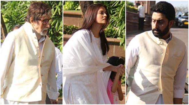 Aishwarya Rai Bachchan’s father prayer meeting: Amitabh Bachchan, Abhishek Bachchan attend with daughter&nbsp;Aaradhya