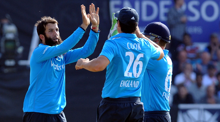 Moeen Ali played his part by picking a couple of wickets in the middle overs. He returned with figures of 2/34 (Source: AP)