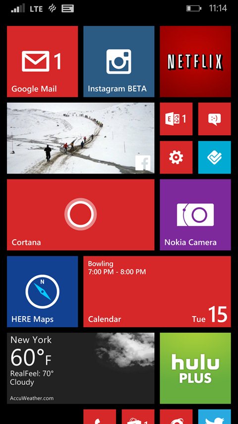 This screen shot shows the home screen of a phone running the Windows Phone 8.1 operating system. (AP Photo)