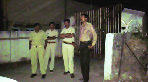 Police outside the bungalow in Bhavnagar on Tuesday. express