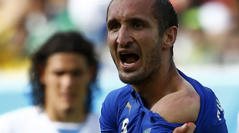 Suarez was slapped a nine-match ban after for biting Chiellini in their final Group D match in Natal on Tuesday. (Source: Reuters)