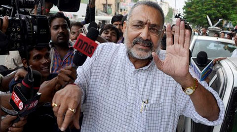Giriraj Singh tried to avoid questions from media on Saturday. (Source: PTI photo)
