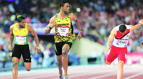 Kemar Bailey-Cole of Jamaica finished first ahead of Adam Gemili and Jason Livermore.