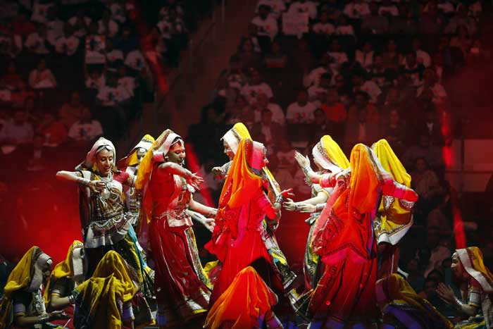 Traditional Rajasthani dancers perform during a reception by the Indian community in honor of Indian Prime Minister Narendra Modi's visit to the United States at Madison Square Garden on Sunday, Sept. 28, 2014, in New York. (Source: PTI)