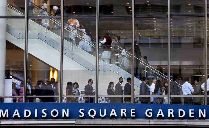 Visitors to Madison Square Garden make their way through the building to see Indian Prime Minister Narendra Modi speak on Sunday, Sept. 28, 2014, in New York. (Source: PTI)