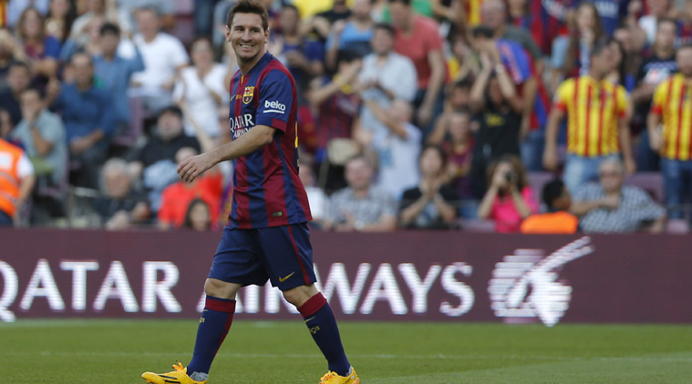 Lionel Messi after netting his 400th career goal against Greneda on Saturday.(Source: AP)