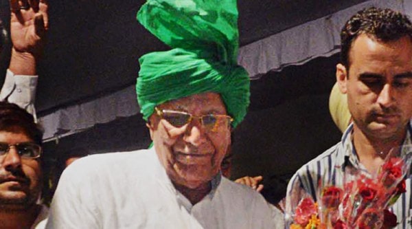 Indian National Lok Dal Supremo, Om Prakash Chautala during an election rally in Ambala on Tuesday. (Source: PTI Photo)