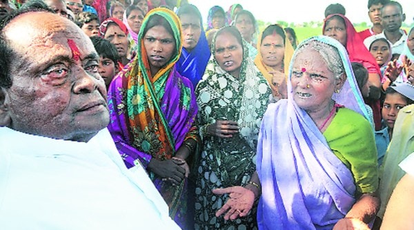 Dalit leader Ramai Ram at Mohanpur where a boy was burnt alive, allegedly by upper-caste men.  Source: Prashant Ravi