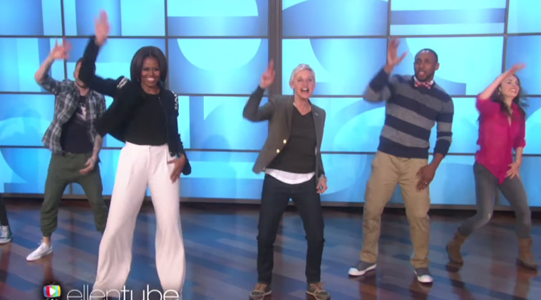 Viral Video Michelle Obama Hits The Dance Floor On Bruno’s Uptown Funk The Indian Express