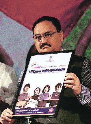 March 2015. J P Nadda at launch of Mission Indradhanush.(Express Photo by: Prem Nath Pandey)
