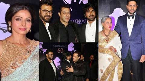 Chiranjeevi, Chiranjeevi birthday, Chiranjeevi birthday bash, Chiranjeevi bday bash, Chiranjeevi 60th bday party, salman khan, abhishek bachchan, jaya bachchan, sridevi, Mohan Babu, Kamal Haasan, Nagarjuna, Amala, Naga Chaitanya, Venkatesh, Balakrishna, Nithiin, Gopichand, Ravi Teja, Tamannaah Bhatia, Taapsee Pannu, Kajal Aggarwal, Trisha Krishnan, Ileana DCruz, Gauthami