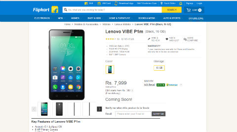 Lenovo Vibe P1m to go on OPEN sale for a limited period on Flipkart