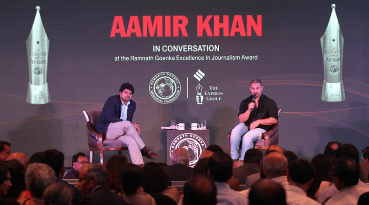 Aamir Khan, Aamir Khan Photos, photos Aamir Khan at awards ceremony, Aamir Khan photos latest, Aamir Khan at Ramnath Goenka Awards, Aamir Khan pics, Aamir Khan images, aamir khan video, aamir khan news, aamir khan intolerance, aamir khan intolerance, aamir khan news, aamir photos, aamir latest pics