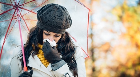 Sadness flu and cold on autumn