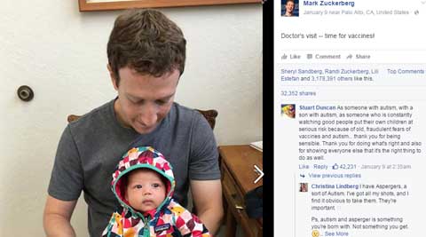 Mark Zuckerberg wades into vaccine debate with daughter’s shots photo