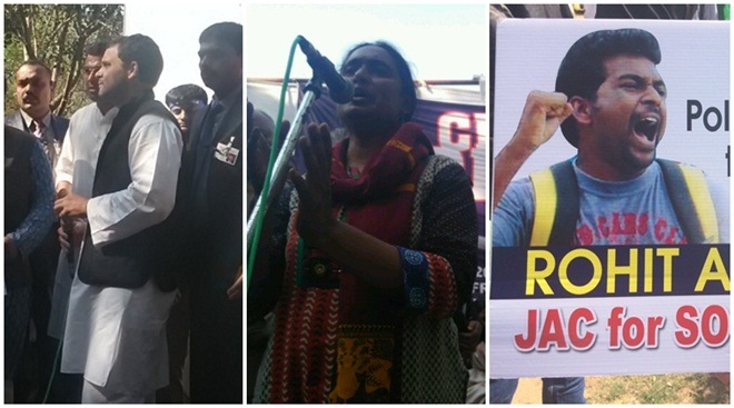 Protest over Rohith Vemula's suicide at Jantar Mantar