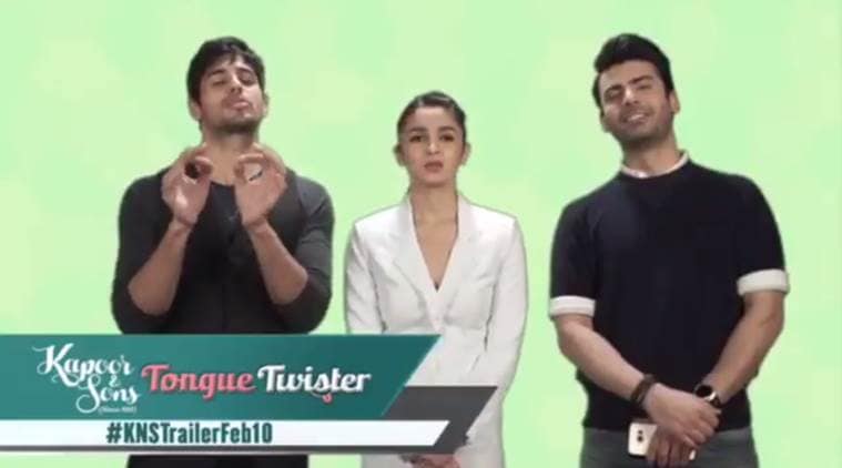 Kapoor & Sons, kapoor and Sons, kapoor & sons Tongue twister, Sidharth malhotra, Alia bhatt, Fawad Khan, Rishi Kapoor, Karan johar, Entertainment news