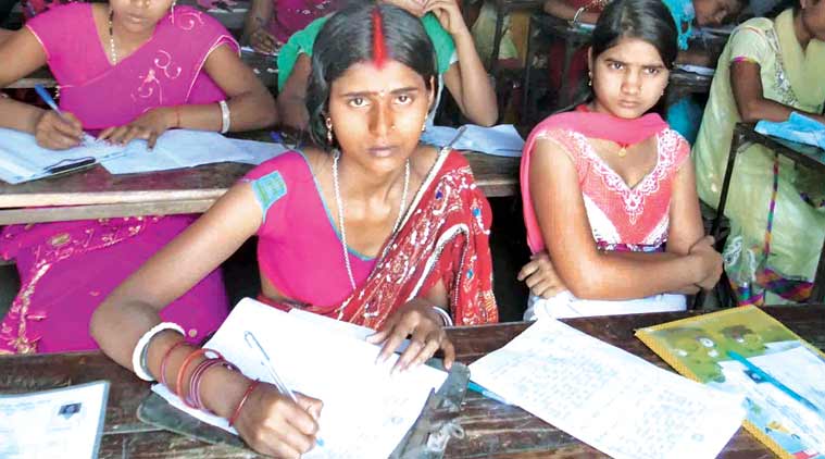 women education, woman dumped for studying, woman stays at exam centre, woman stays at exam centre with baby, Udakishanganj Higher Secondary College, indian express, india news