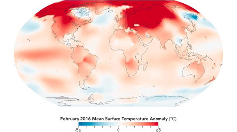 February 2016 was the warmest February in 136 years: NASA report