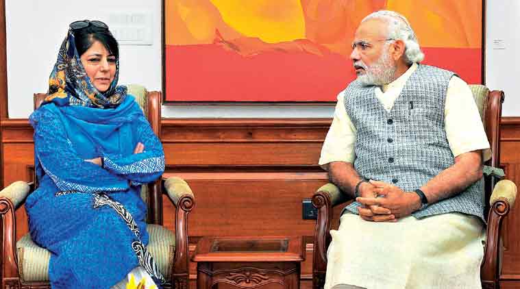 Image result for Mehbooba Mufti and Prime Minister Narendra Modi