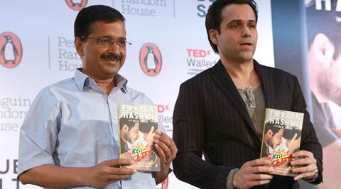 Arvind Kejriwal, Emraan Hashmi, Emraan Hashmi's book, Emraan Hashmi's book on son, The Kiss of Life, Emraan Hashmi's book launch, Emraan Hashmi Arvind Kejriwal, Arvind Kejriwal news, Arvind Kejriwal cm, entertainment news