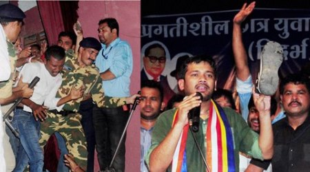 Slipper hurled at Kanhaiya in Nagpur, car attacked
