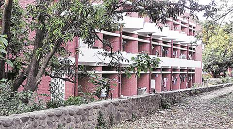 Boundary wall of boys hostels at Panjab University Chandigarh on Sunday, April 10 2016. Express Photo by Sahil Walia