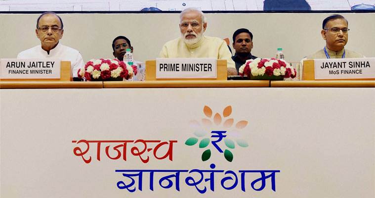 New Delhi: Prime Minister Narendra Modi with Finance Minister Arun Jaitley and Minister of State for Finance Jayant Sinha during the Inaugural Session of the two-day Annual Conference of Tax Administrators 2016 in New Delhi on Thursday.PTI Photo by Manvender Vashist