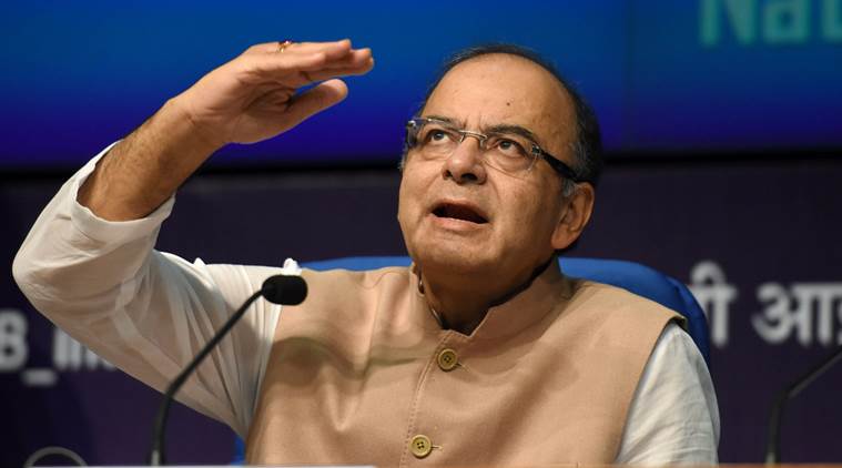 New Delhi : Union Finance Minister Arun Jaitley addresses at a press conference regarding the Union Cabinet's clearance of recommendations of the 7th Pay Commission, in New Delhi on Wednesday. PTI Photo by Subhav Shukla (PTI6_29_2016_000217B)