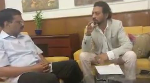 Irrfan Khan meets Arvind Kejriwal amid  ‘Madaari’ promotions, watch video