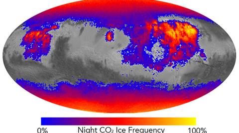 NASA’s Mars orbiter finds carbon dioxide ice on Red Planet