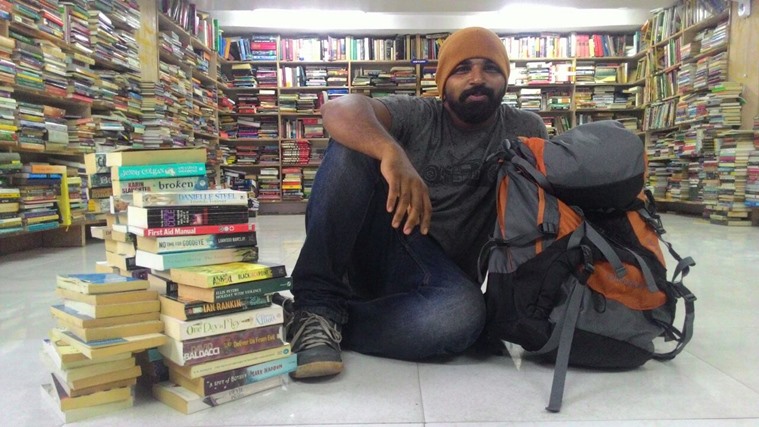 Anees with the books Sahla demanded for. (Source: Sahla Nechiyil)