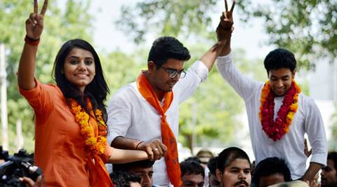 dusu polls, dusu polls result, dusu elections, delhi university elections, delhi university election results, dusu elections results, dusu election winners, dusu polls winners, dusu results, abvp, abvp president, abvp winners, nsui, nsui winner, india news