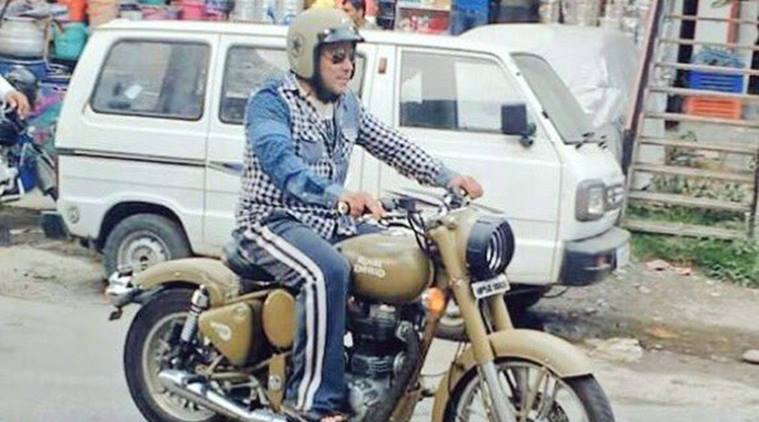 Image result for Salman is captured riding Royal Enfield on roads of Manali