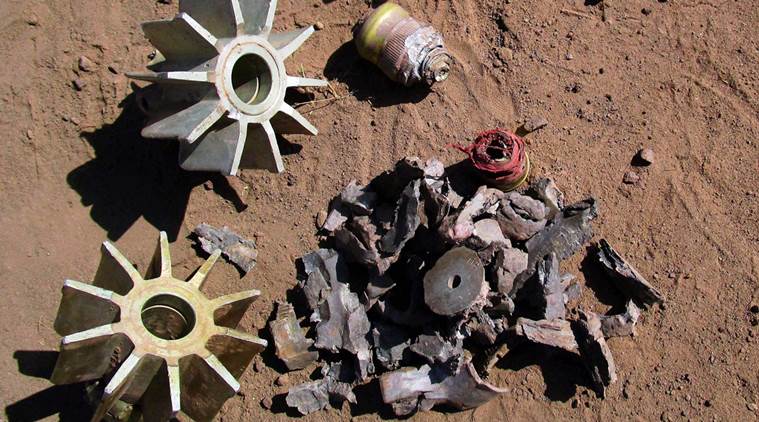 Jammu: Mortar shells fired from across the LOC by Pakistan in village Panjgrain, Rajouri district in Jammu on Thursday. PTI Photo(PTI10_20_2016_000063A)