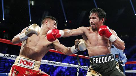 Manny Pacquiao wins lopsided decision with Floyd Mayweather Jr  watching