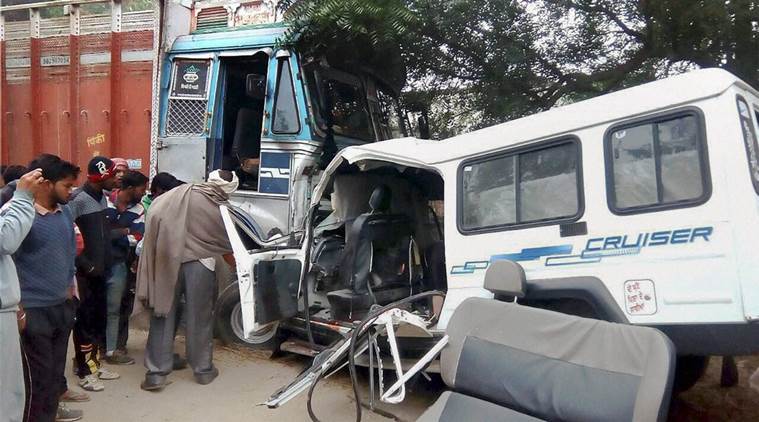 Prison van accident greater noida, prison van accident, delhi news, indian express news