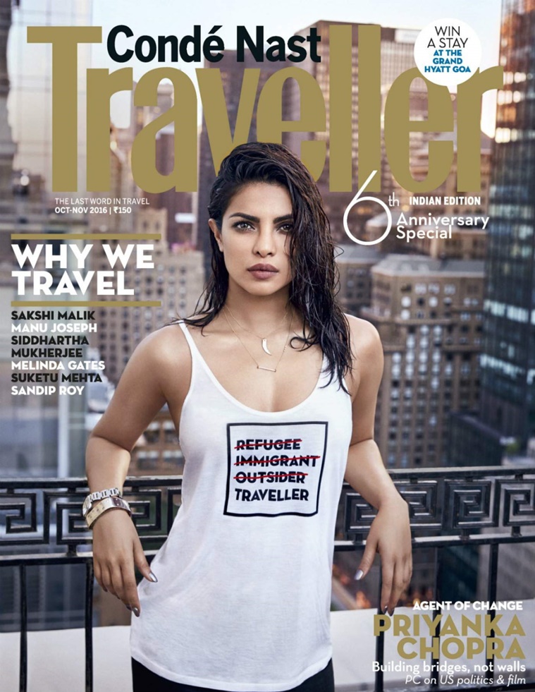 Priyanka Chopra on the cover of Conde Nast Traveller. 