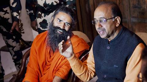 Sports Minister Vijay Goel meets Baba Ramdev for Yoga  promotion