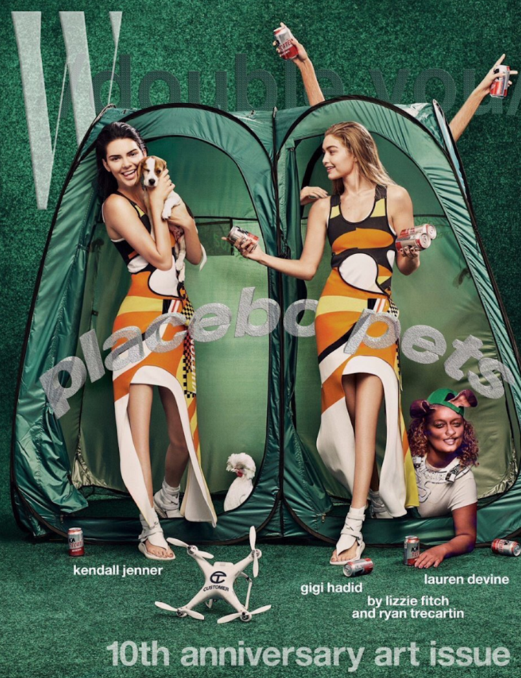 Kendall Jenner (L) and Gigi Hadid on the cover of W Magazine. 