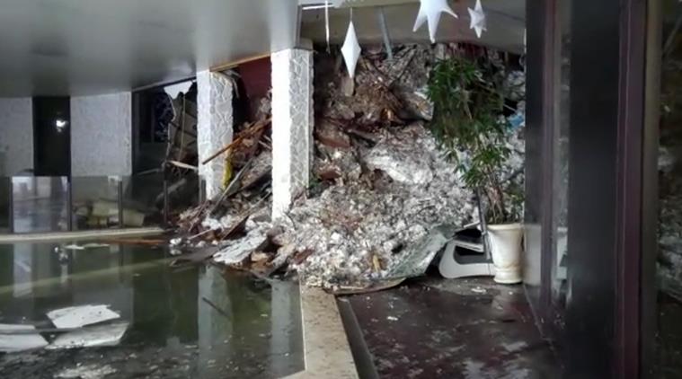 This photo taken from a video shows the snow inside the Hotel Rigopiano following an avalanche in Farindola, Italy, early Thursday, Jan. 19, 2017. A hotel in the mountainous region hit again by quakes has been covered by an avalanche, with reports of dead. Italian media say the avalanche covered the three-story hotel in the central region of Abruzzo, on Wednesday evening. (Italian Finance Police via AP)