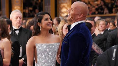 Oscars 2017: Priyanka Chopra, Baywatch co-star  Dwayne Johnson have a moment on the red carpet, see pics