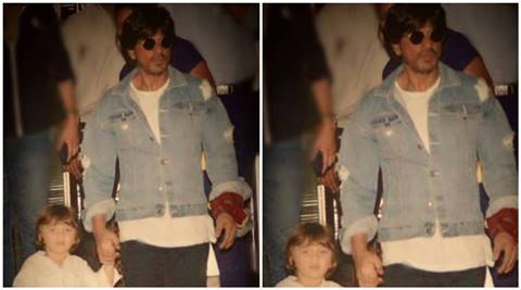 Shah Rukh Khan takes son AbRam for a late night walk on Juhu  beach. See pic