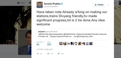 Dear Suresh Prabhu, here are a few ideas for improving train travel conditions for the differently-abled