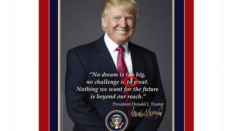 Image result for trump inauguration poster typo