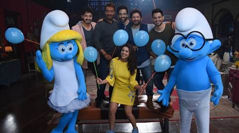 After Ranveer Singh, Smurfs visit Ajay Devgn’s  Golmaal Again sets. See pic with entire cast