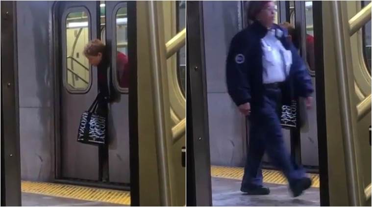 Watch Womans Head Is Trapped In The Doors Of New York Subway But No One Cares The Indian 6079