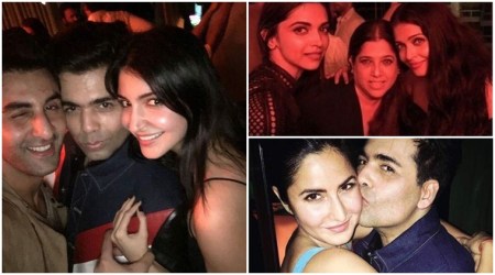 Karan Johar pouts and winks with his Ae Dil Hai Mushkil stars Ranbir Kapoor, Anushka Sharma at his party. See photos