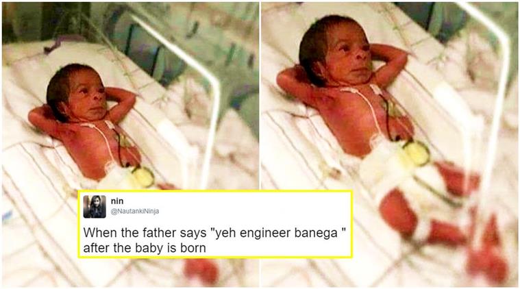 This newborn baby is the youngest one to be turned into a Twitter meme