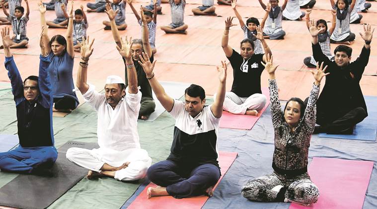 international yoga day 2017, farmer suicides, children who farmer who committed suicide, devendra fadnavis, maharashtra news, indian express